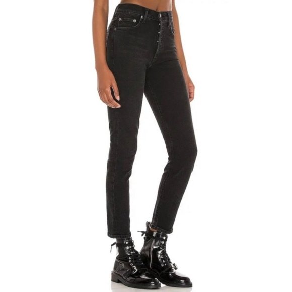 Agolde Nico High Rise Slim Fit Jeans Compilation Washed Black 32 - Picture 2 of 16